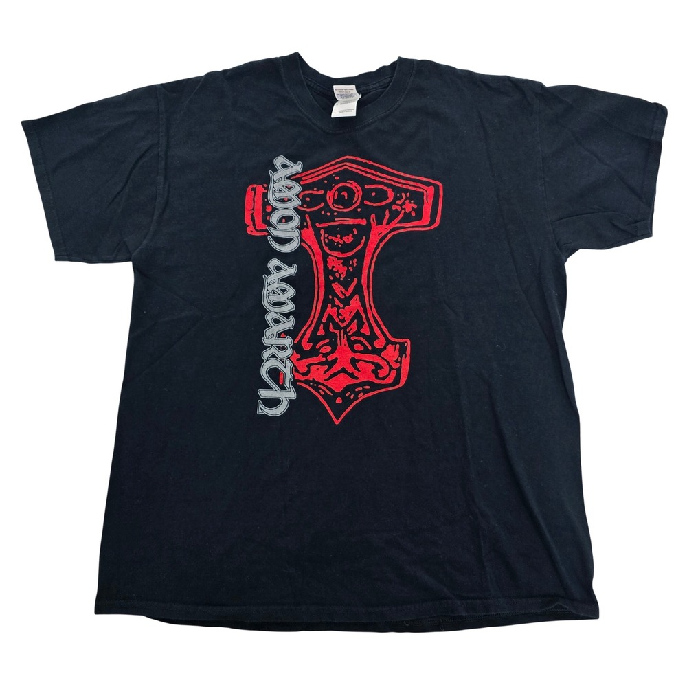 Amon Amarth Shirt Large Thor Hammer Mjolnir Metal Band‎ Tee Black